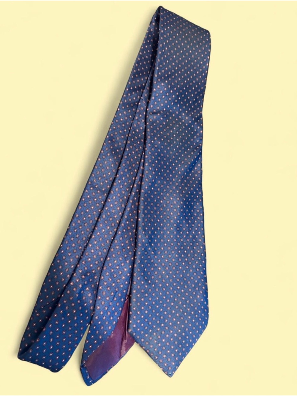 Ralph Lauren Navy Blue Tie with Pink Dot Pattern